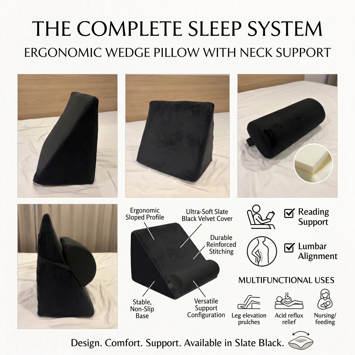 Wedge Pillow with Neck Support