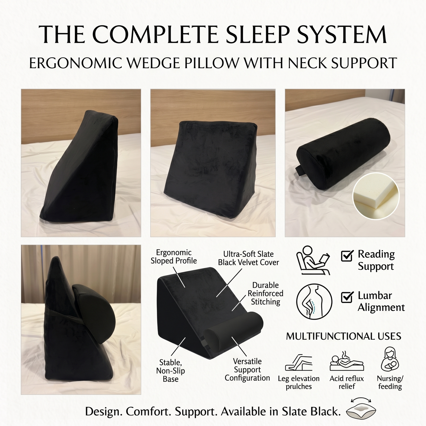 Wedge Pillow with Neck Support